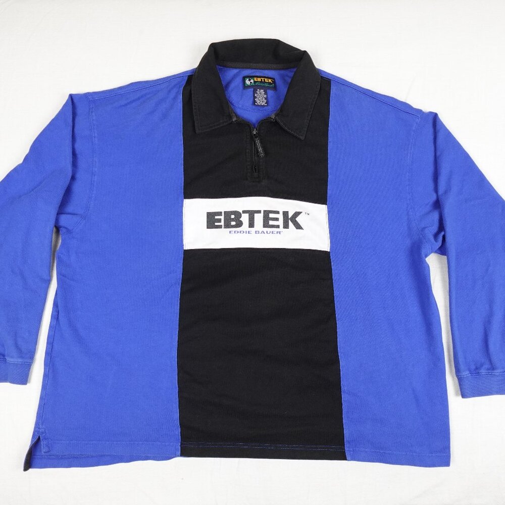 Vintage Eddie Bauer Shirt Men's XXL EBTEK Color Block Spellout Pullover 90s